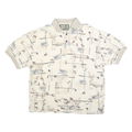 DOCKERS Mens Cream Golf Motif Short Sleeve Polo Shirt L Cotton Blend