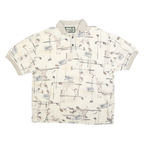 DOCKERS Mens Cream Golf Motif Short Sleeve Polo Shirt L Cotton Blend