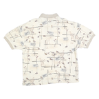 DOCKERS Mens Cream Golf Motif Short Sleeve Polo Shirt L Cotton Blend