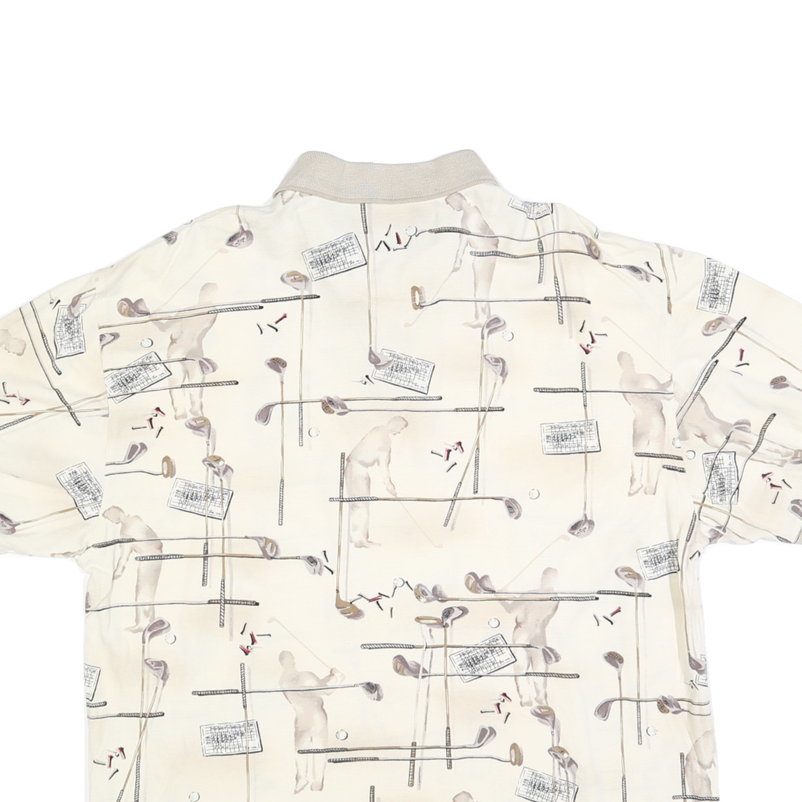 DOCKERS Mens Cream Golf Motif Short Sleeve Polo Shirt L Cotton Blend