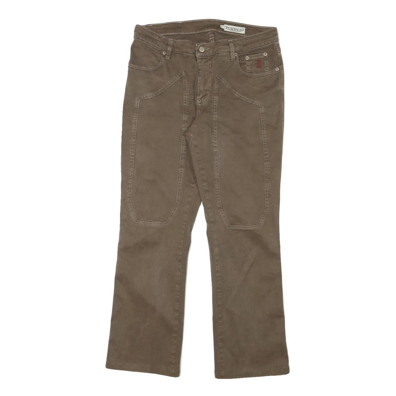 JECKERSON Womens Cotton Blend Brown Regular Straight Trousers W31 L28 Classic