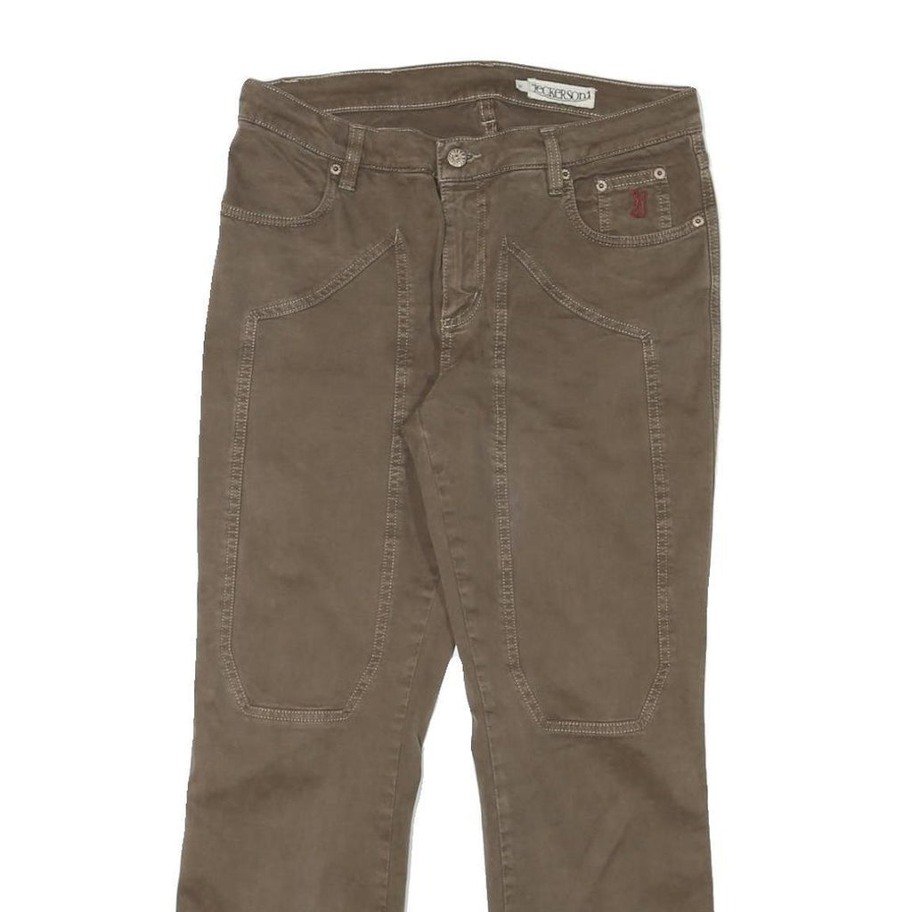 JECKERSON Womens Cotton Blend Brown Regular Straight Trousers W31 L28 Classic