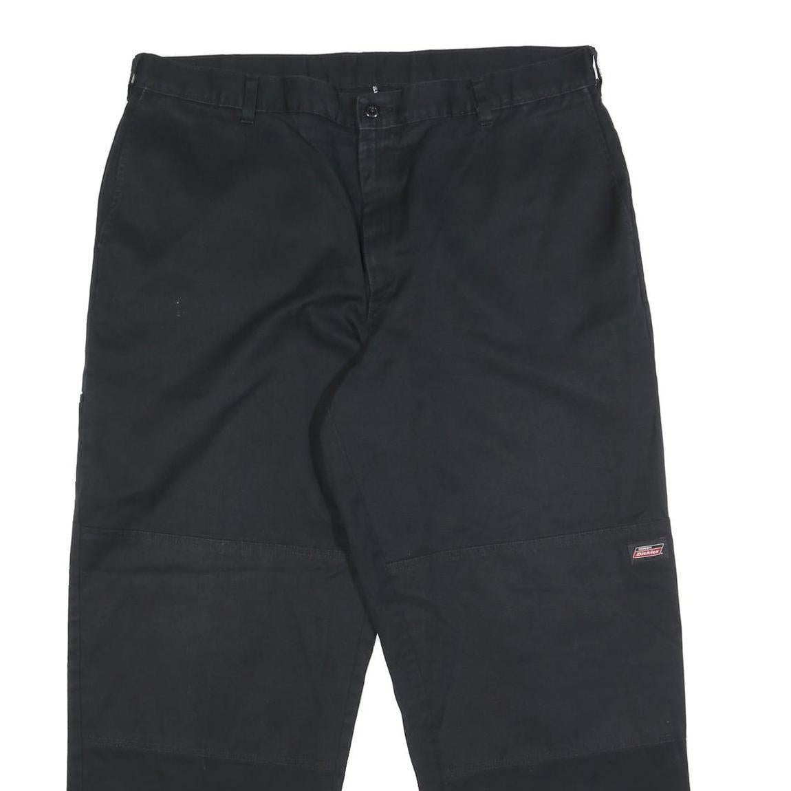 DICKIES Mens Relaxed Black Cotton Blend Trousers W40 L30 Workwear Zip Closure