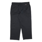 DICKIES Mens Relaxed Black Cotton Blend Trousers W40 L30 Workwear Zip Closure