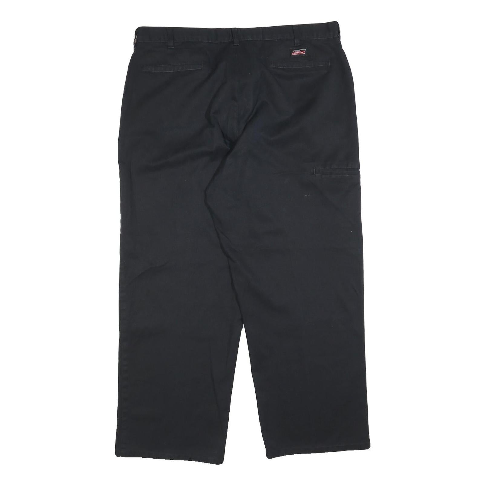 DICKIES Mens Relaxed Black Cotton Blend Trousers W40 L30 Workwear Zip Closure
