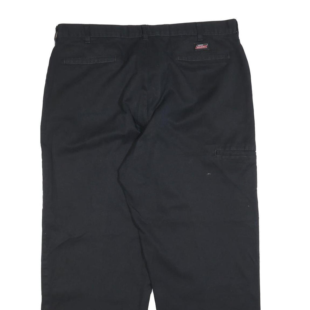 DICKIES Mens Relaxed Black Cotton Blend Trousers W40 L30 Workwear Zip Closure