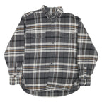 JACHS Mens Grey & Brown Check Shirt L Cotton Blend Casual Long Sleeve