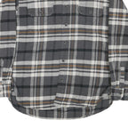 JACHS Mens Grey & Brown Check Shirt L Cotton Blend Casual Long Sleeve