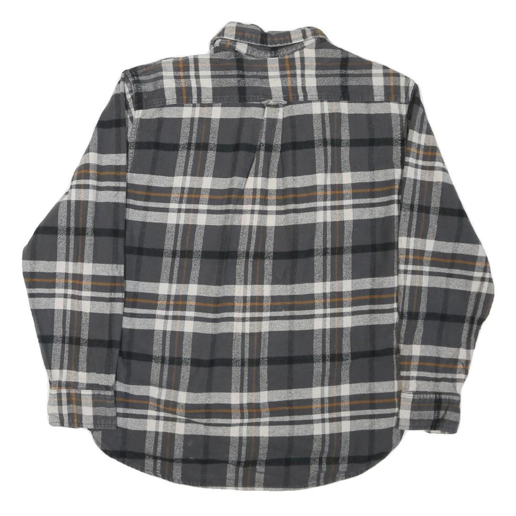 JACHS Mens Grey & Brown Check Shirt L Cotton Blend Casual Long Sleeve