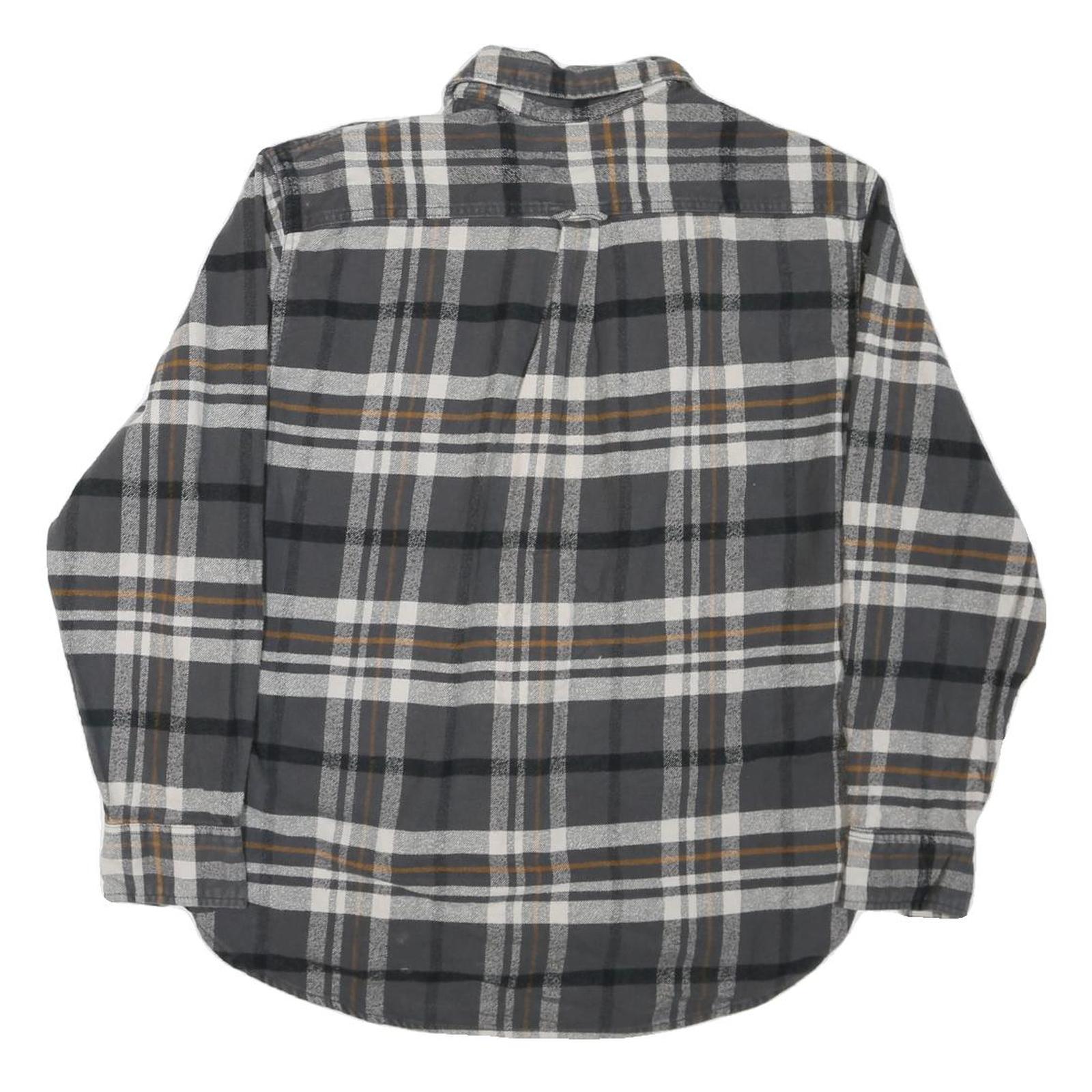 JACHS Mens Grey & Brown Check Shirt L Cotton Blend Casual Long Sleeve