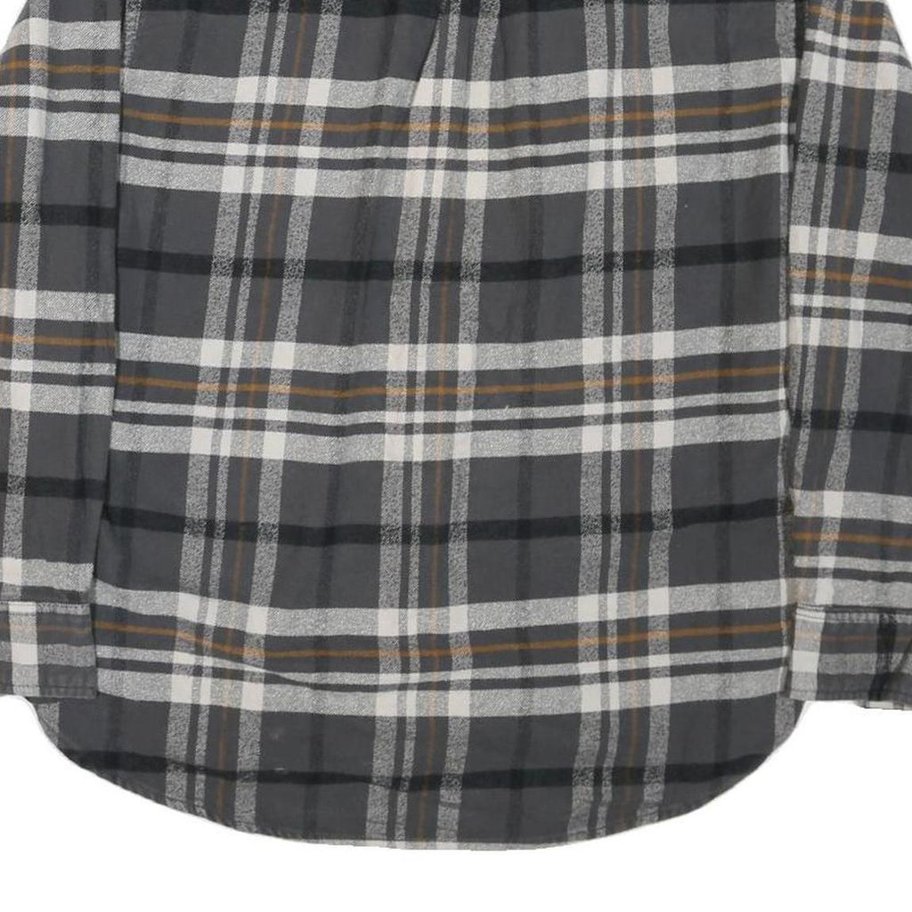 JACHS Mens Grey & Brown Check Shirt L Cotton Blend Casual Long Sleeve