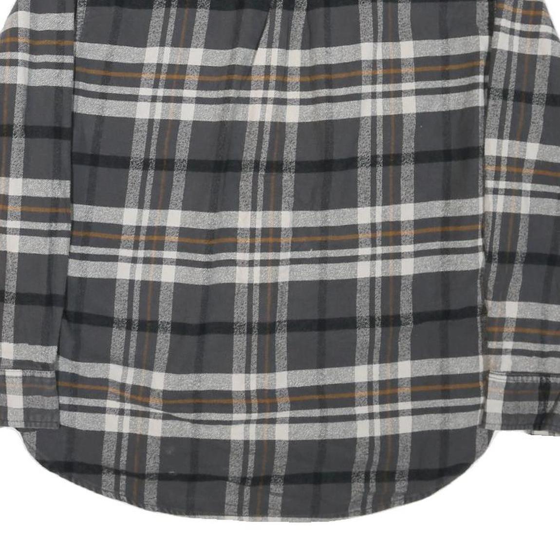 JACHS Mens Grey & Brown Check Shirt L Cotton Blend Casual Long Sleeve