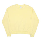 CHAMPION Womens Yellow Crew Neck L Cotton Blend Pullover Sweatshirt Casual