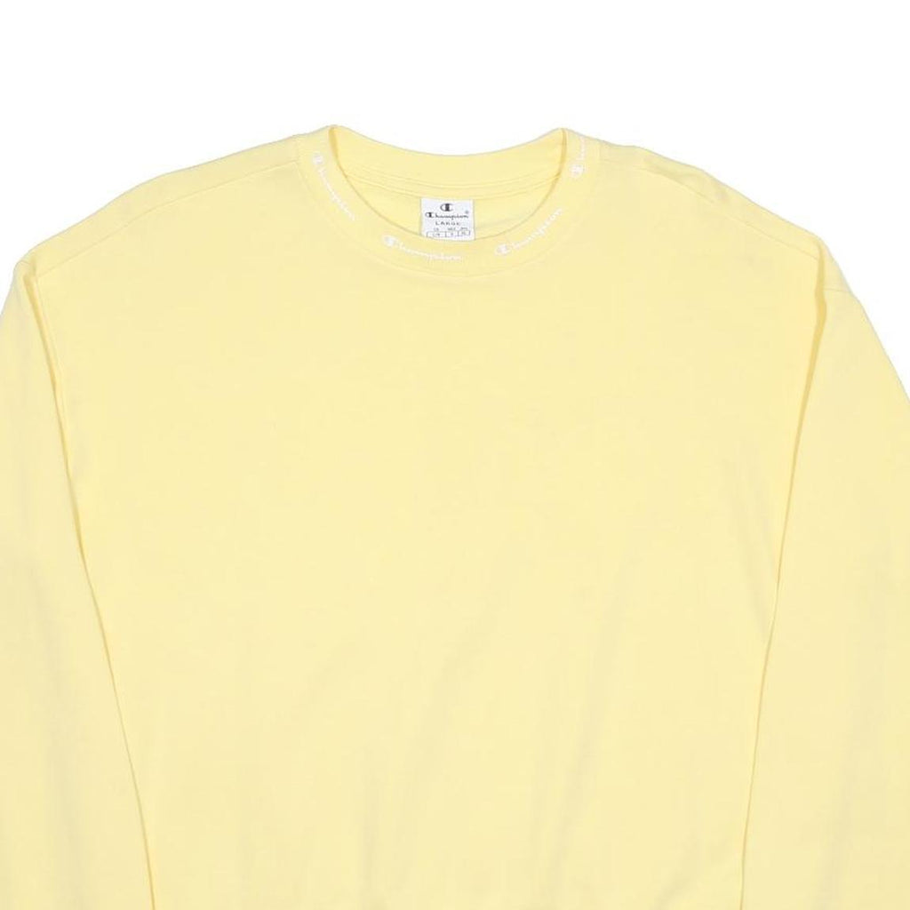 CHAMPION Womens Yellow Crew Neck L Cotton Blend Pullover Sweatshirt Casual