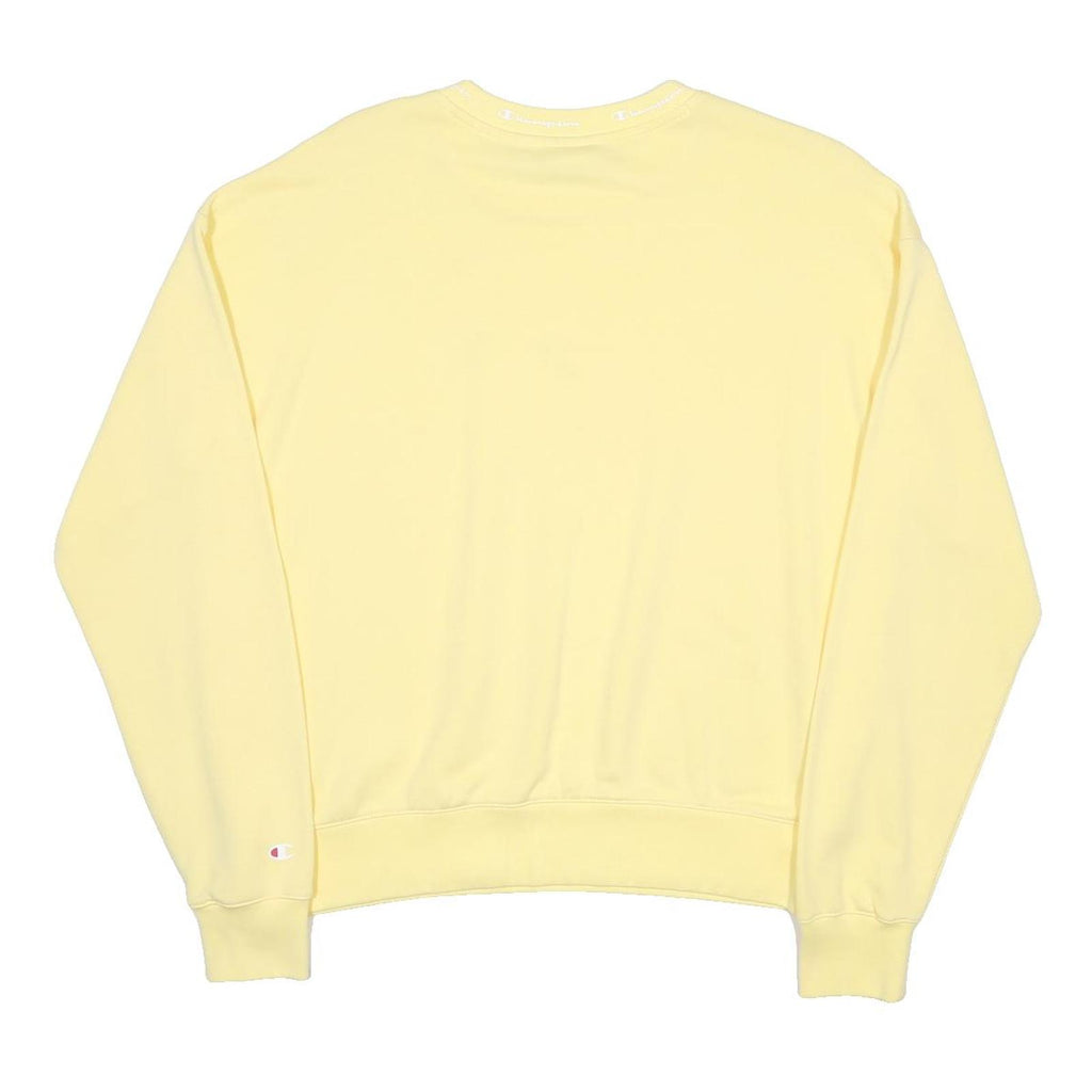 CHAMPION Womens Yellow Crew Neck L Cotton Blend Pullover Sweatshirt Casual