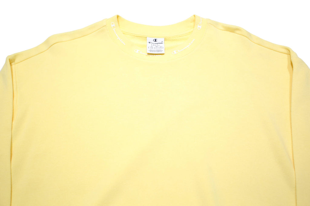 CHAMPION Womens Yellow Crew Neck L Cotton Blend Pullover Sweatshirt Casual