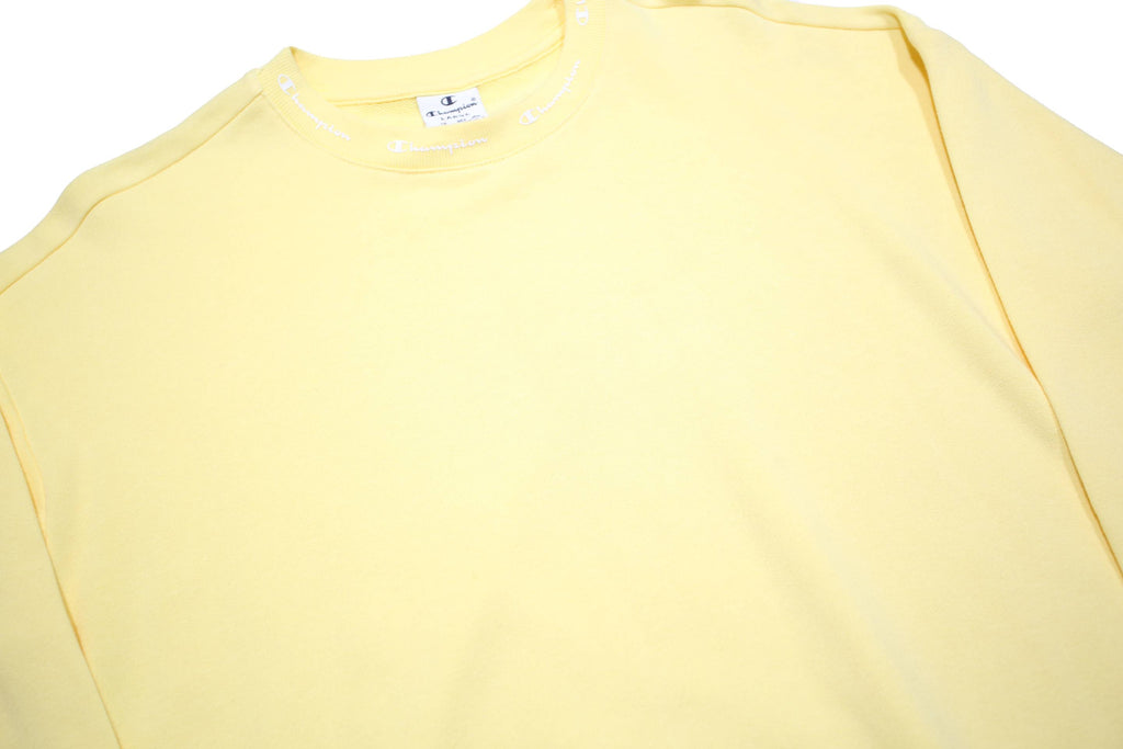 CHAMPION Womens Yellow Crew Neck L Cotton Blend Pullover Sweatshirt Casual