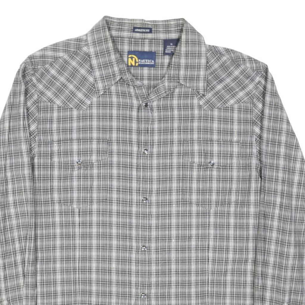 NAUTICA Womens Grey Check Cotton Blend Shirt XL Casual Button-Up