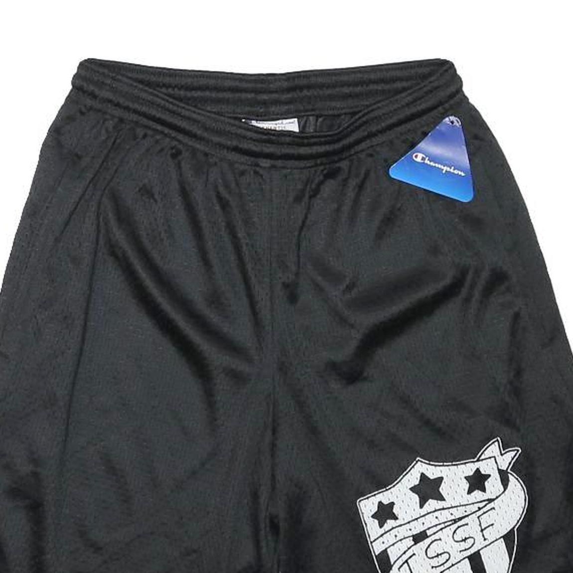 CHAMPION Mens Shorts Black S W24 Polyester Blend Mesh Casual Sports Logo