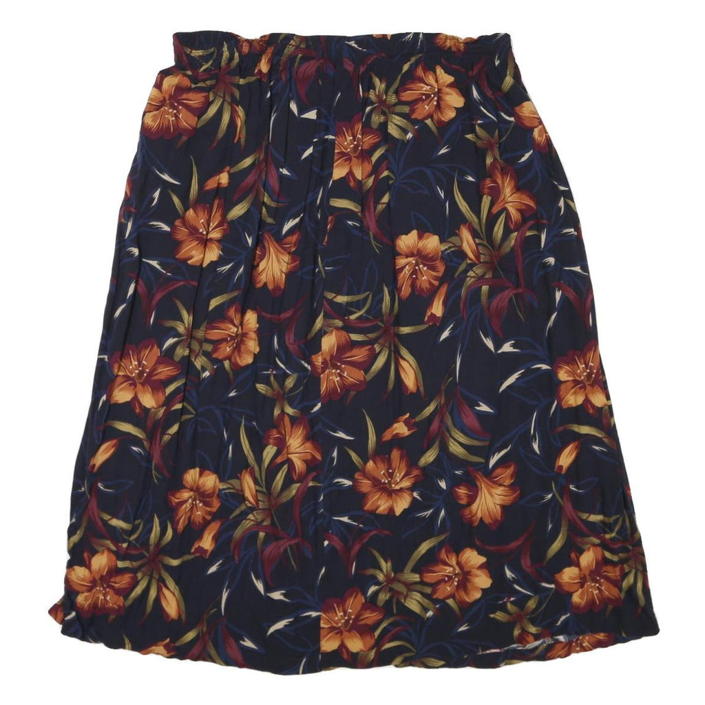 SAG HARBOR Womens Blue Floral Pleated Midi Rayon Skirt 2XL Elegant Casual