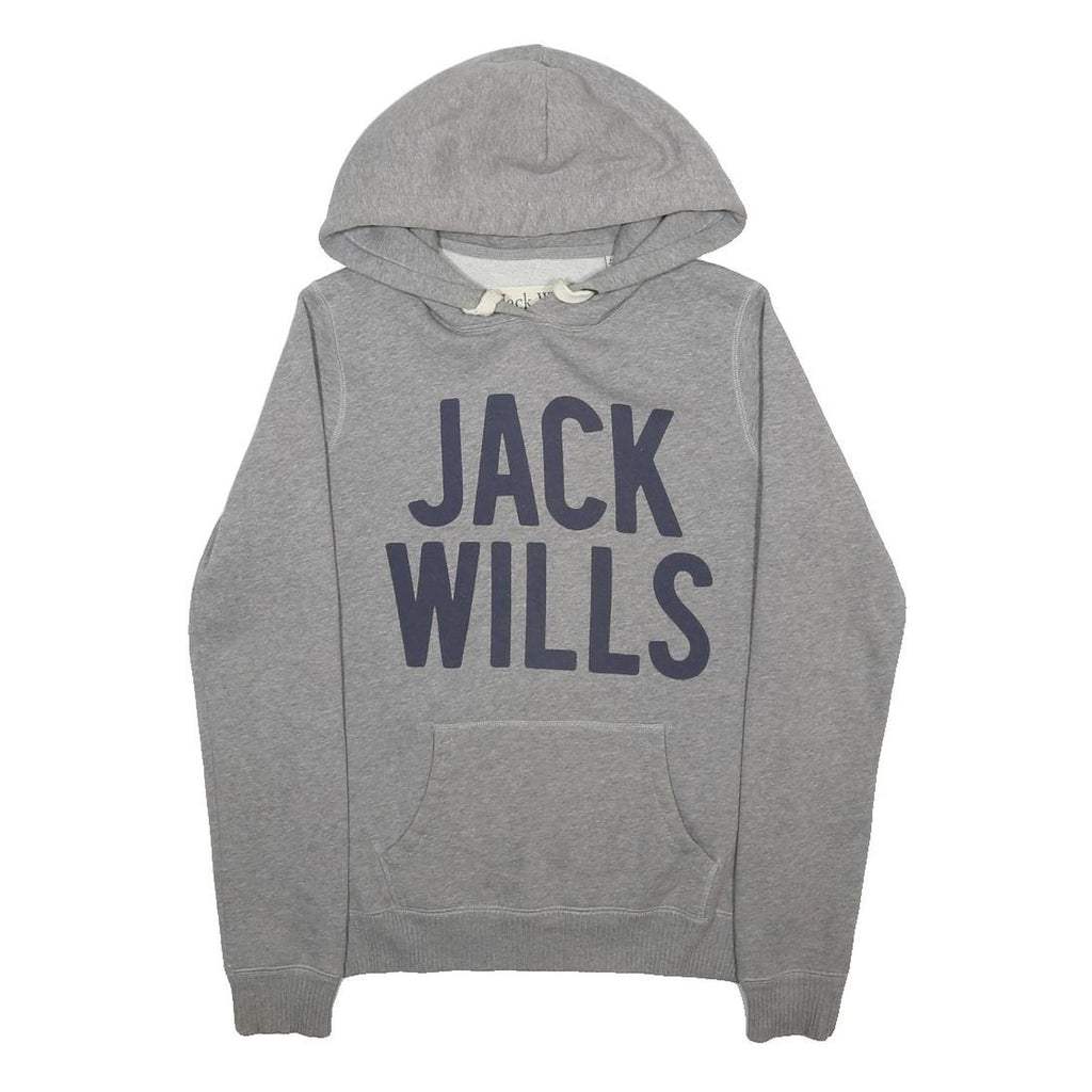 JACK WILLS Womens Grey Hoodie UK 8 Cotton Blend Pullover Casual Sweatshirt