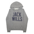 JACK WILLS Womens Grey Hoodie UK 8 Cotton Blend Pullover Casual Sweatshirt