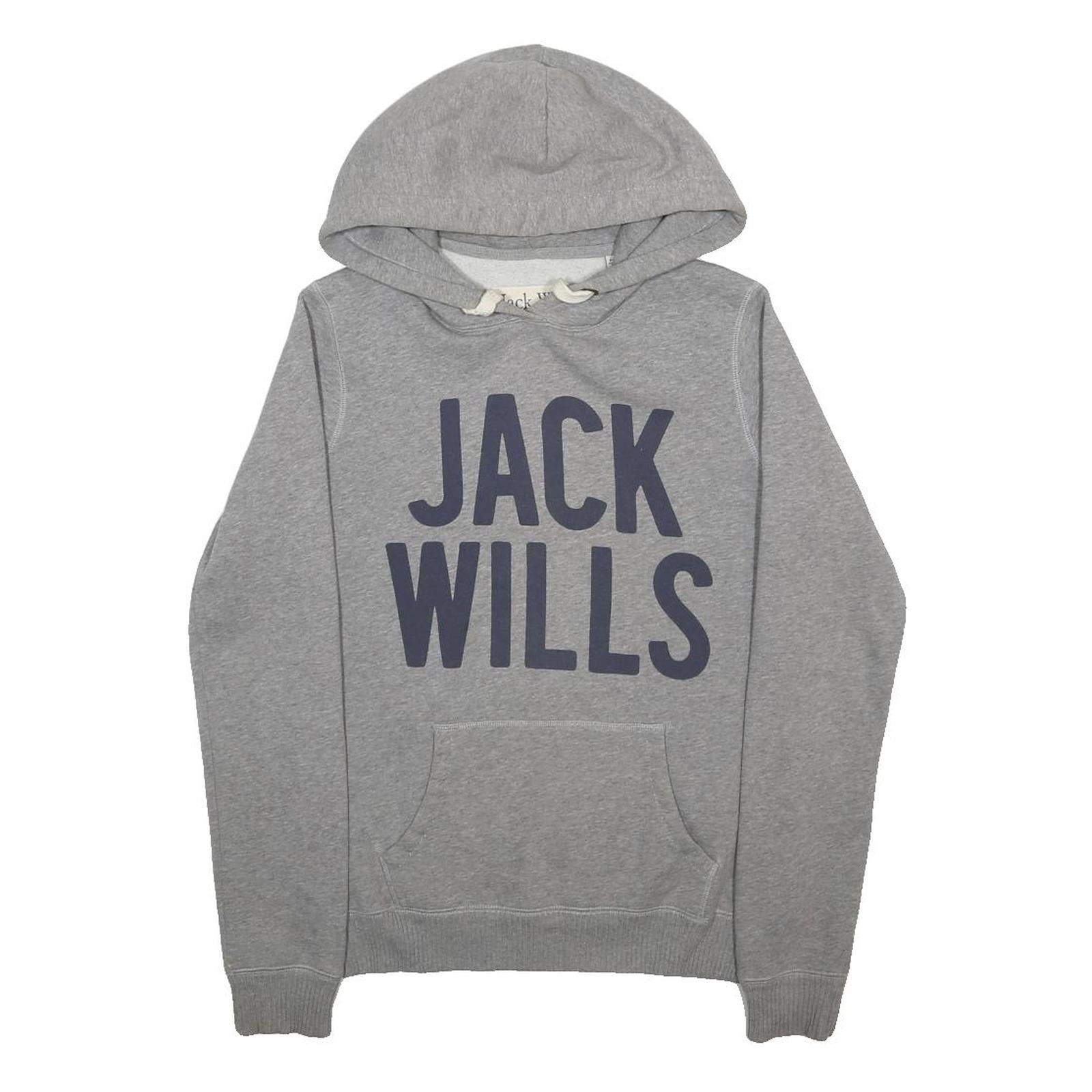 JACK WILLS Womens Grey Hoodie UK 8 Cotton Blend Pullover Casual Sweatshirt