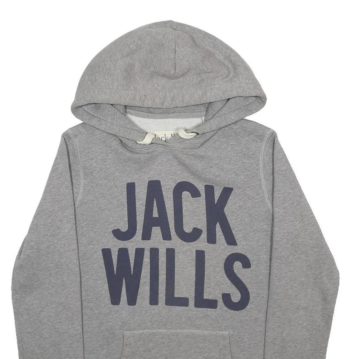 JACK WILLS Womens Grey Hoodie UK 8 Cotton Blend Pullover Casual Sweatshirt
