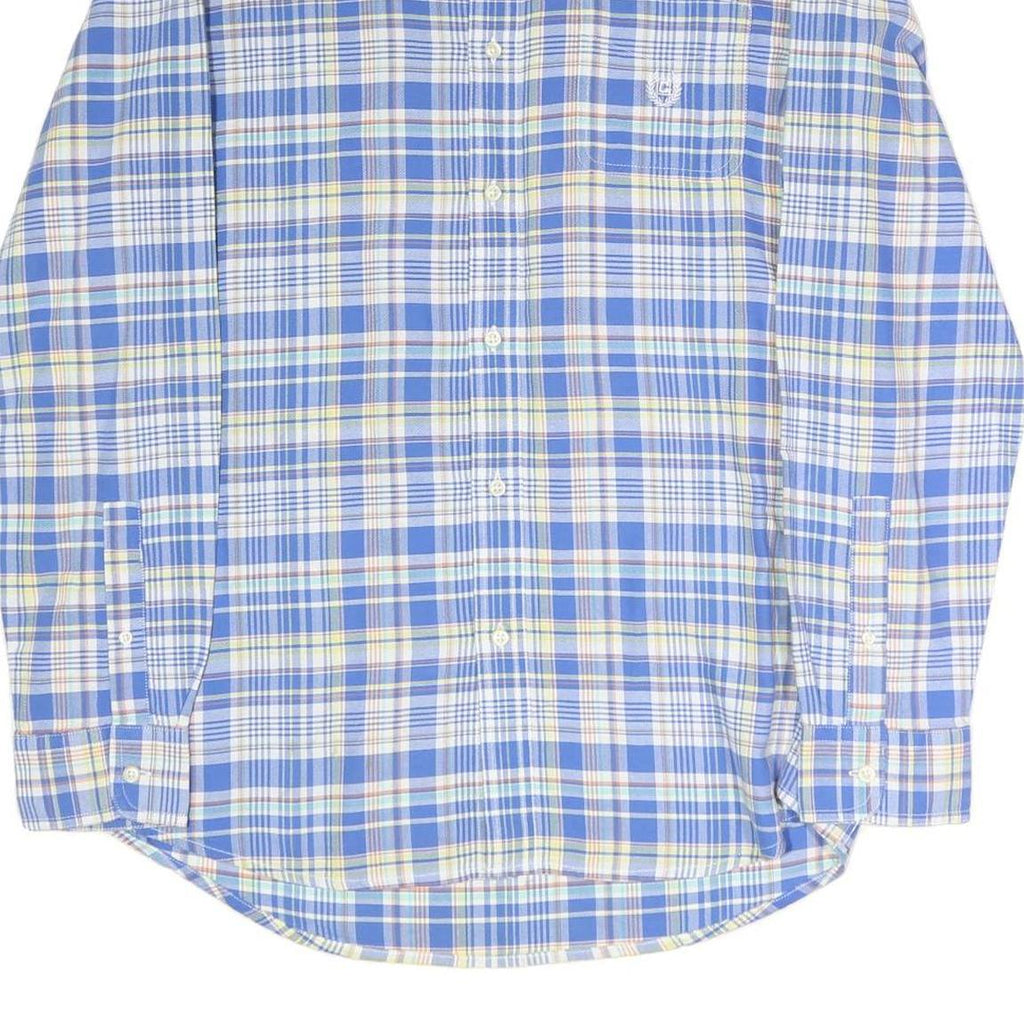 CHAPS Mens Blue & Yellow Check Shirt L Button-Down Collar Long Sleeve Casual