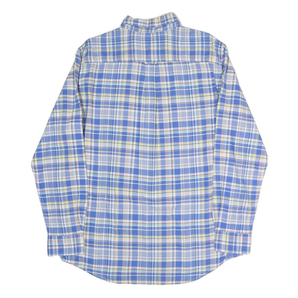 CHAPS Mens Blue & Yellow Check Shirt L Button-Down Collar Long Sleeve Casual