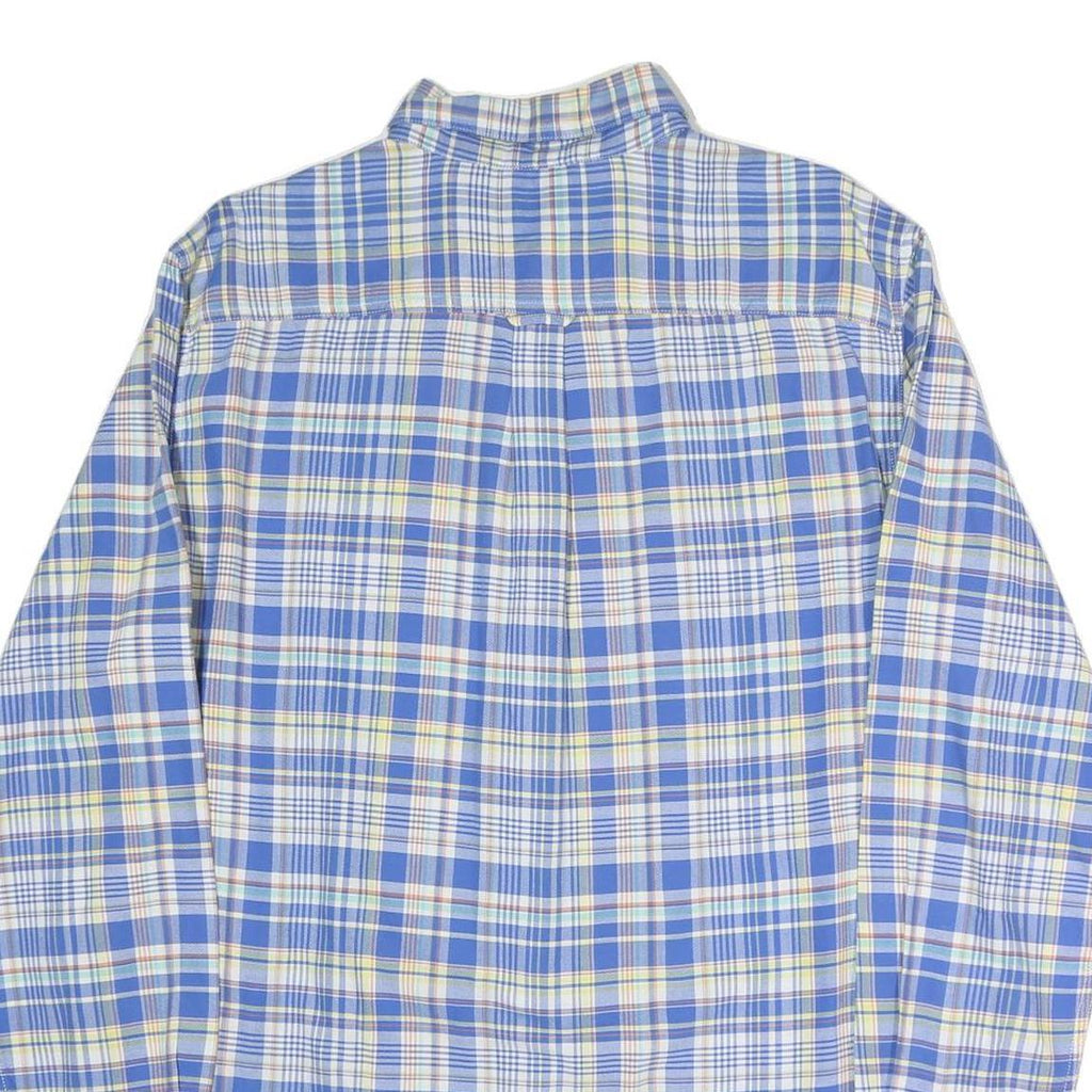 CHAPS Mens Blue & Yellow Check Shirt L Button-Down Collar Long Sleeve Casual