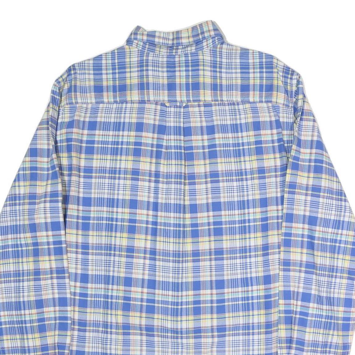 CHAPS Mens Blue & Yellow Check Shirt L Button-Down Collar Long Sleeve Casual