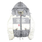 BOGNER Womens White & Grey Alaska Quilted Jacket S Polyester Zip Hooded Casual