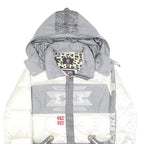 BOGNER Womens White & Grey Alaska Quilted Jacket S Polyester Zip Hooded Casual