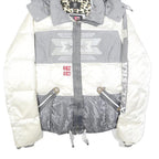 BOGNER Womens White & Grey Alaska Quilted Jacket S Polyester Zip Hooded Casual