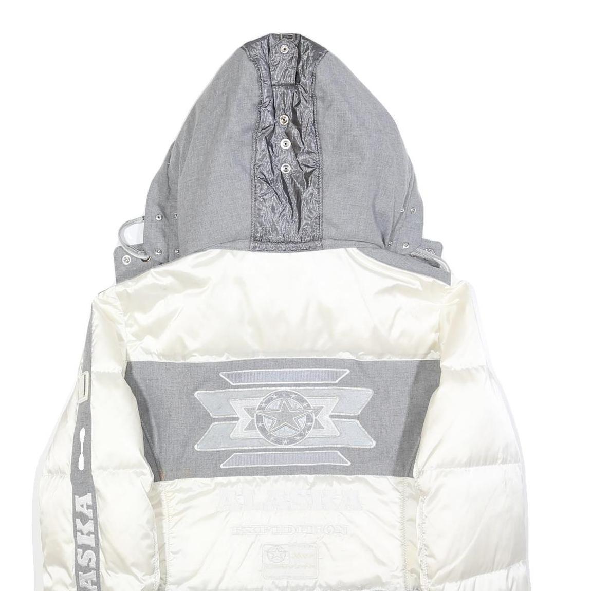BOGNER Womens White & Grey Alaska Quilted Jacket S Polyester Zip Hooded Casual