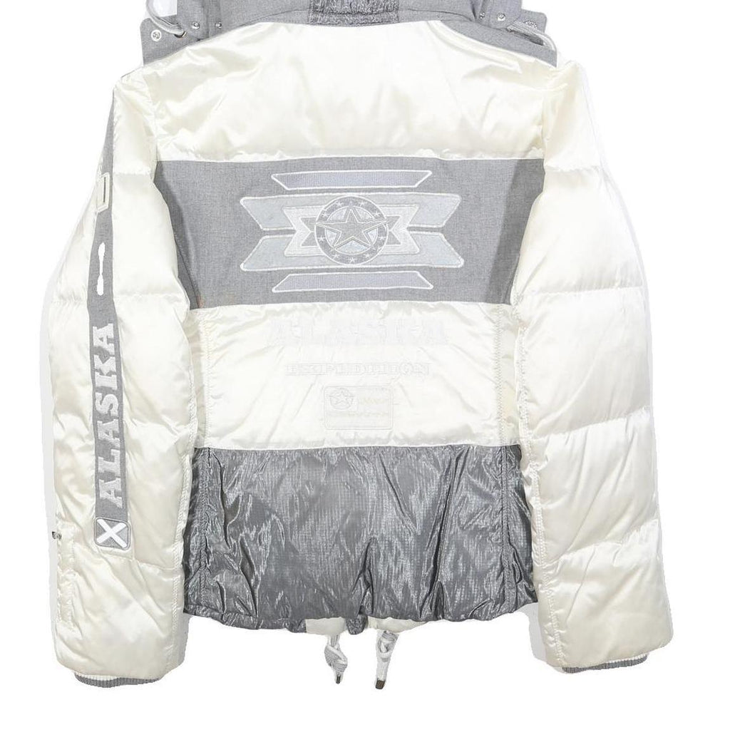 BOGNER Womens White & Grey Alaska Quilted Jacket S Polyester Zip Hooded Casual
