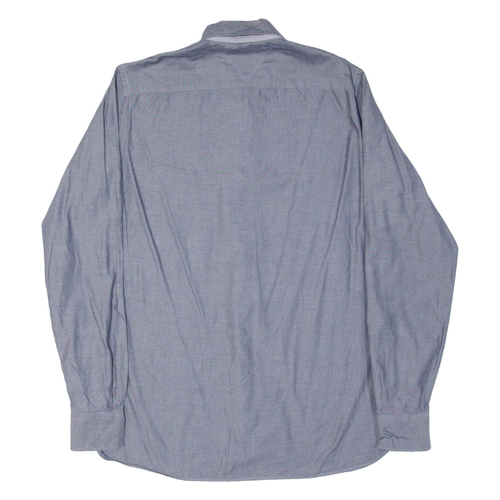 TOMMY HILFIGER Custom Fit Mens Plain Shirt Blue Long Sleeve S