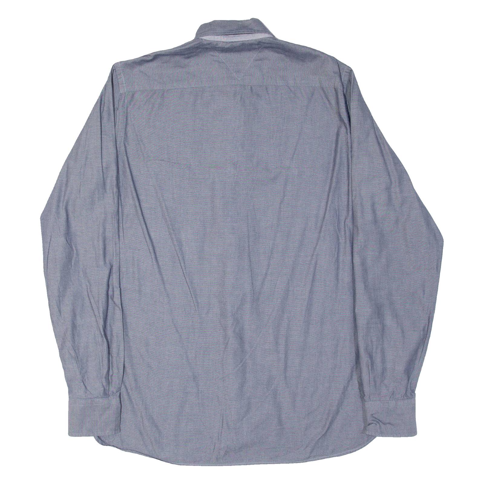 TOMMY HILFIGER Custom Fit Mens Plain Shirt Blue Long Sleeve S