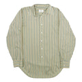 ARROW Mens Green & Brown Striped Shirt L Long Sleeve Button Collar Polyester