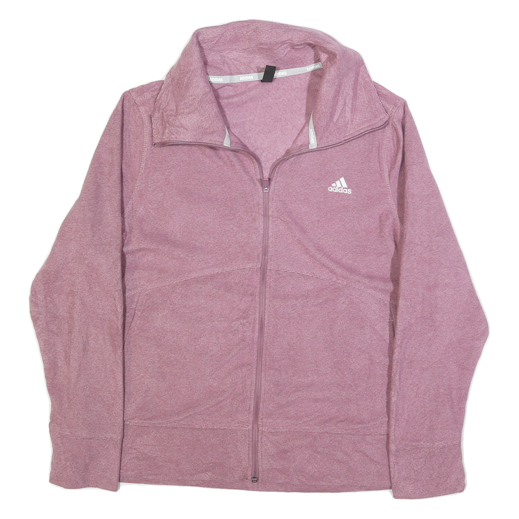 ADIDAS Womens Pink Zip Jacket XL Polyester Plain Sports Activewear Casual