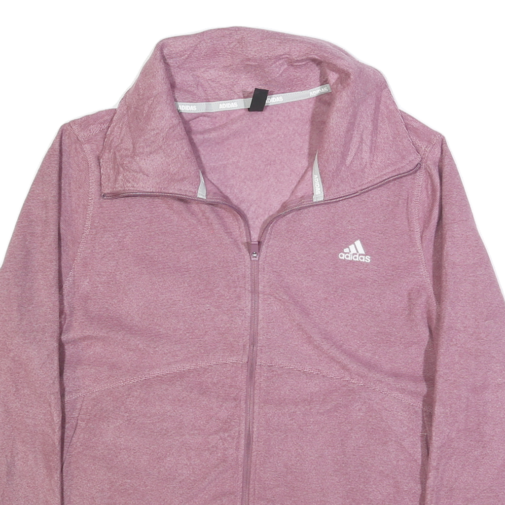 ADIDAS Womens Pink Zip Jacket XL Polyester Plain Sports Activewear Casual