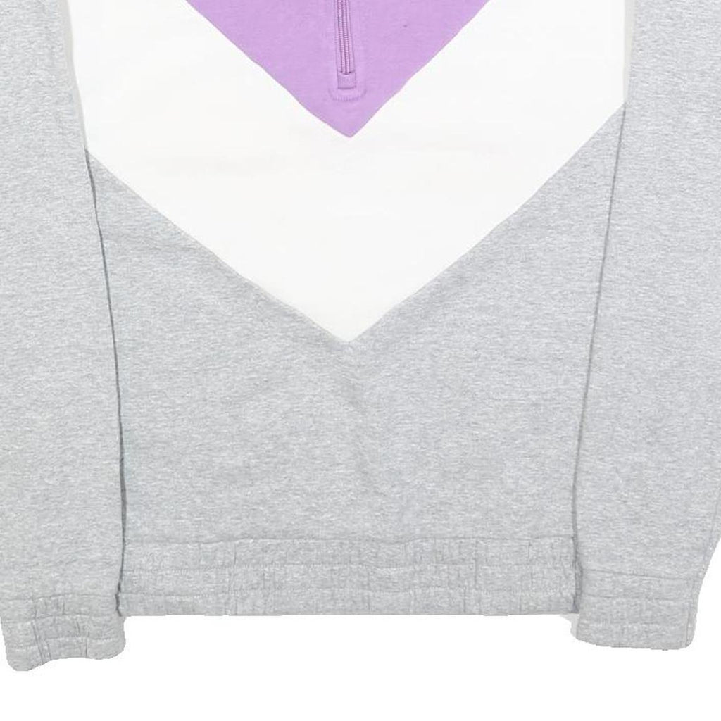 FILA Womens Purple & White & Grey Sweatshirt Collared M Colourblock Cotton Blend