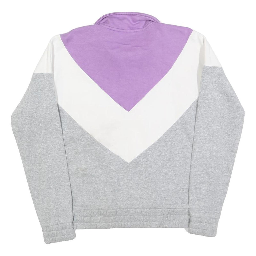 FILA Womens Purple & White & Grey Sweatshirt Collared M Colourblock Cotton Blend