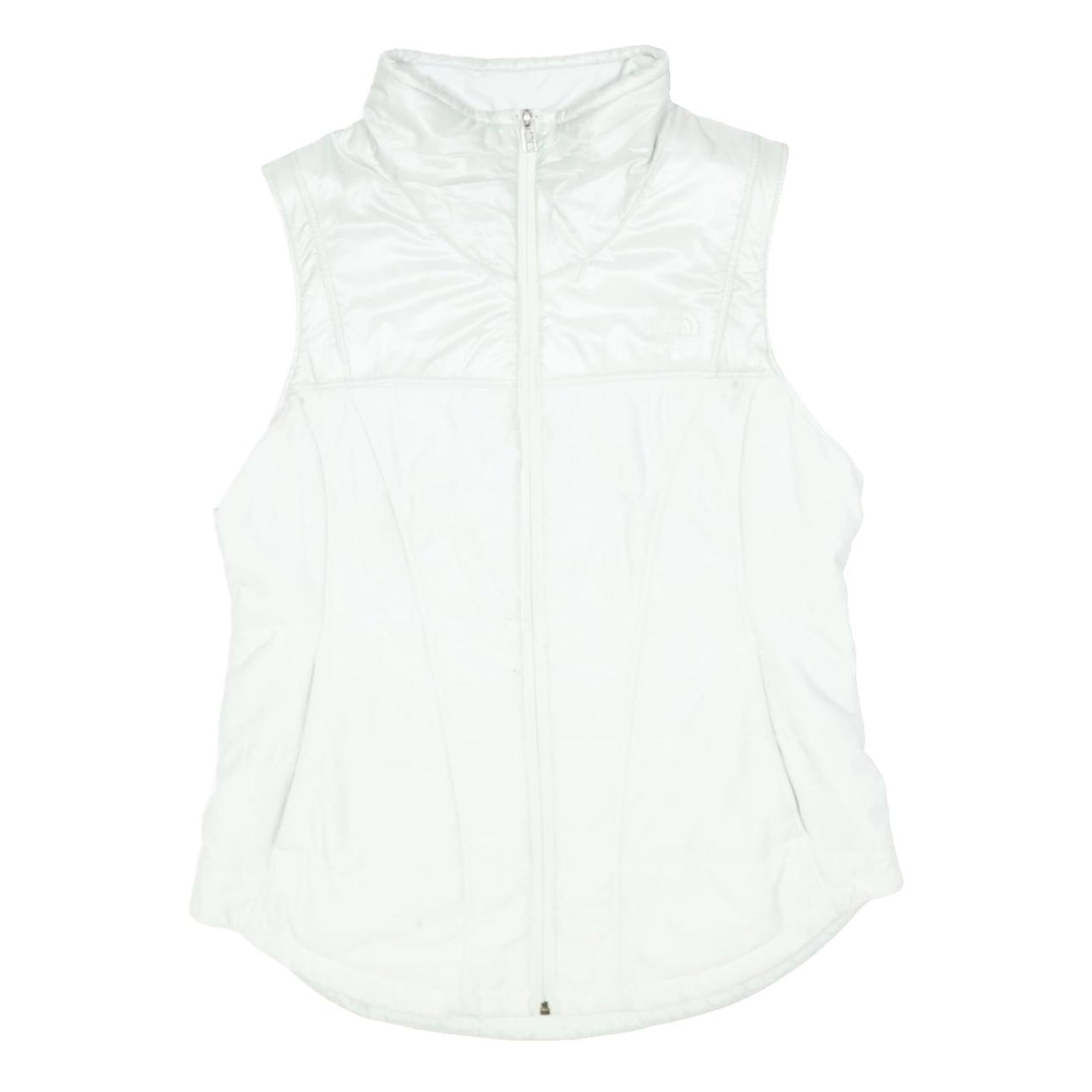 THE NORTH FACE Womens White Jacket L Polyester Plain Sleeveless Zip Outdoor