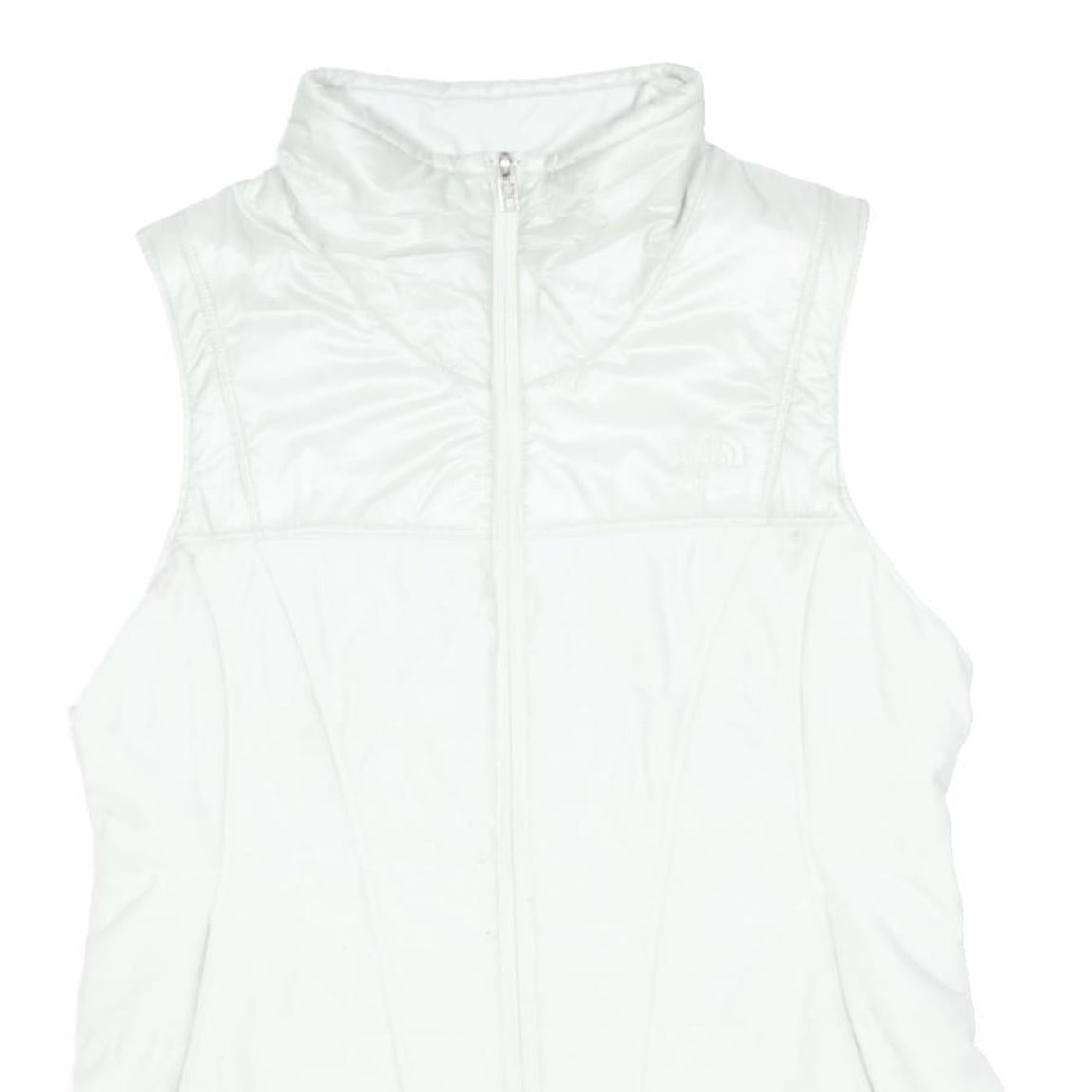 THE NORTH FACE Womens White Jacket L Polyester Plain Sleeveless Zip Outdoor