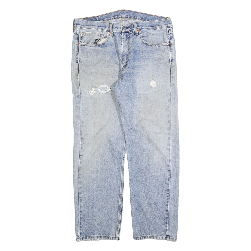 LEVI'S 505 Mens Jeans Blue Regular Straight Denim Medium W36 L30 Classic Zip