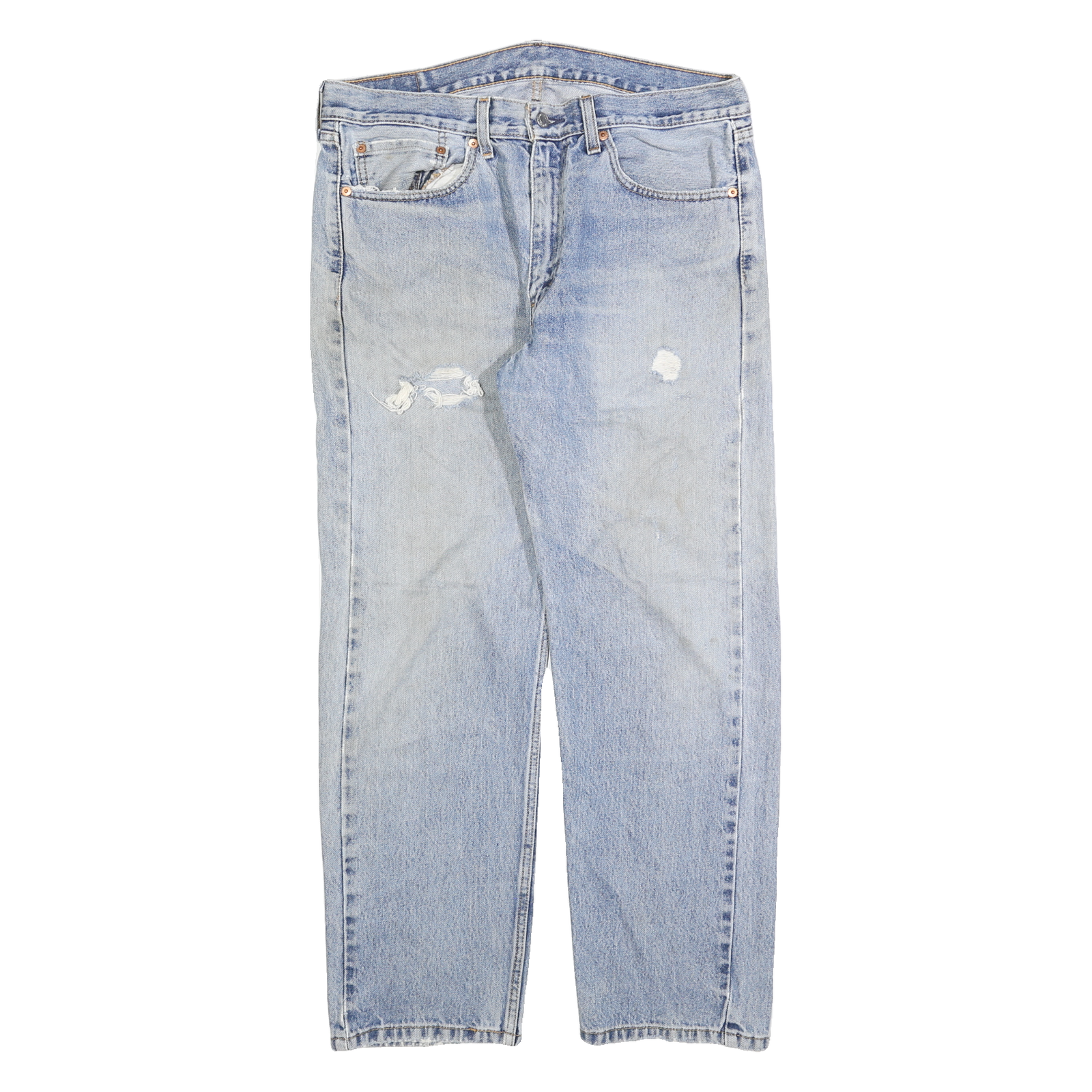 LEVI'S 505 Mens Jeans Blue Regular Straight Denim Medium W36 L30 Classic Zip