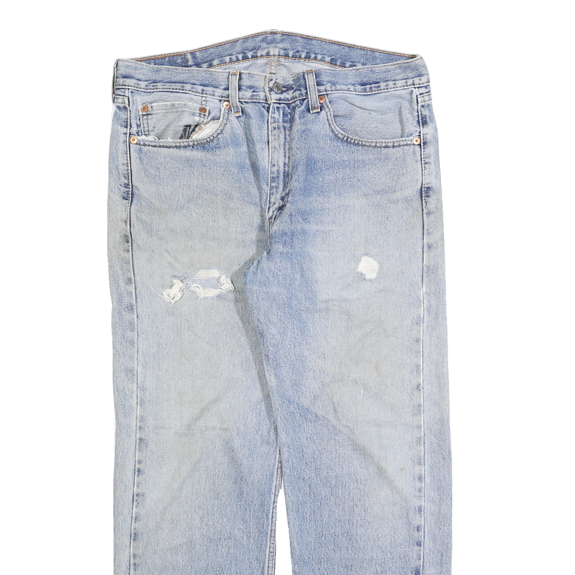 LEVI'S 505 Mens Jeans Blue Regular Straight Denim Medium W36 L30 Classic Zip