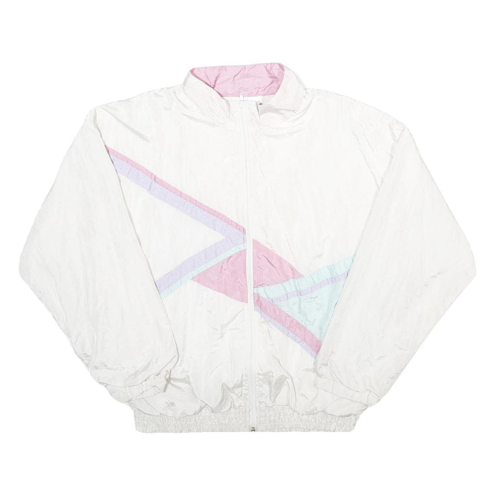 METRO WEAR Mens White Jacket M Nylon Colourblock Zip Casual Outerwear